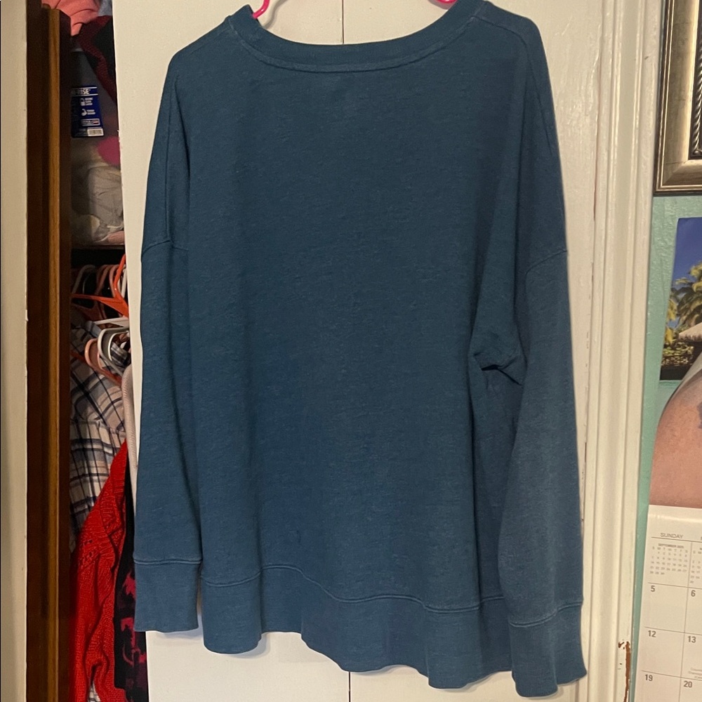 Time and Tru Blue Crew Neck Sweater - Picture 3 of 4